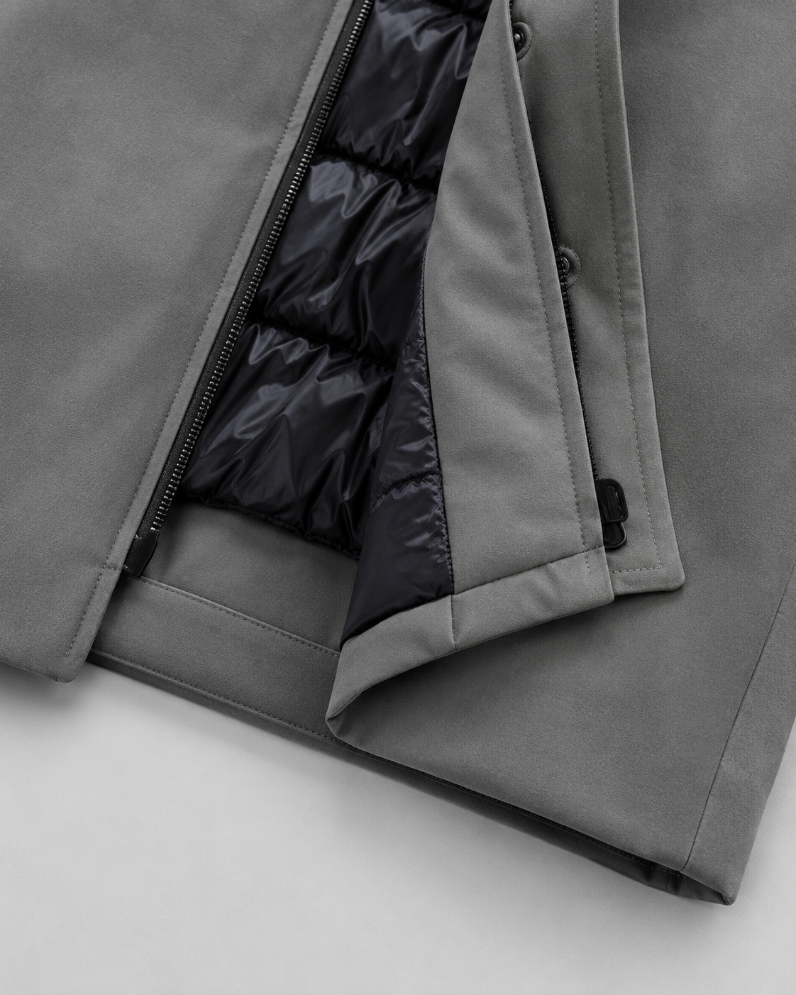 Men's Quilted Mid-Length Parka with Drawcord Hood