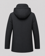 Men's Quilted Mid-Length Parka with Drawcord Hood