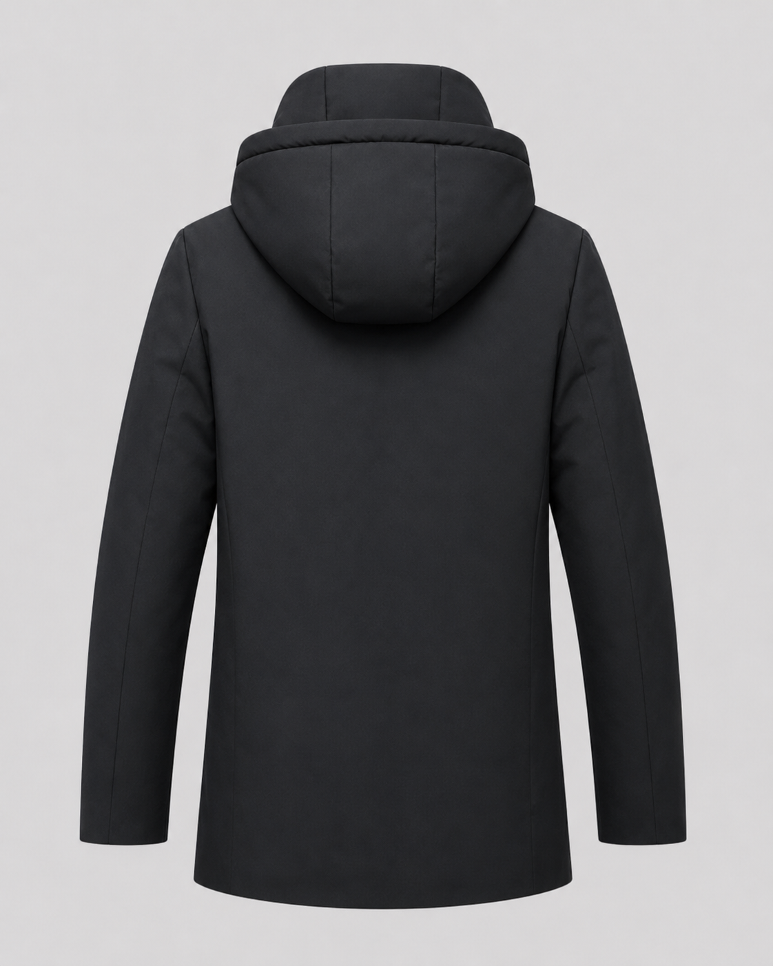 Men's Quilted Mid-Length Parka with Drawcord Hood