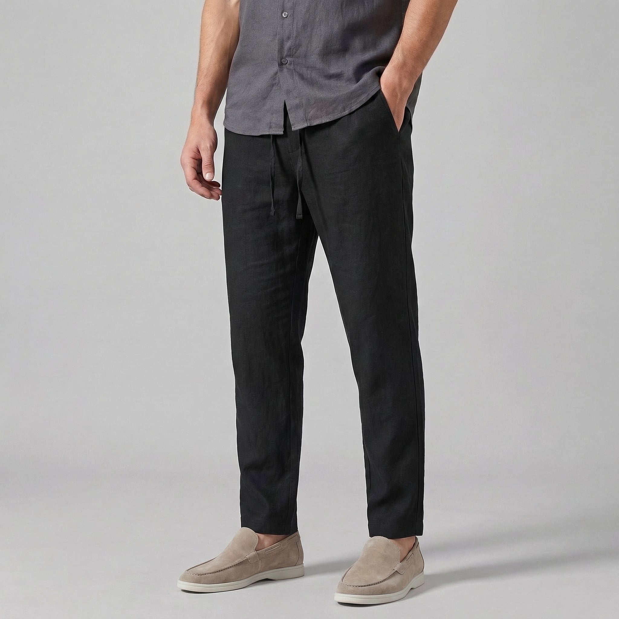 Men's Wide-Leg Linen Trousers