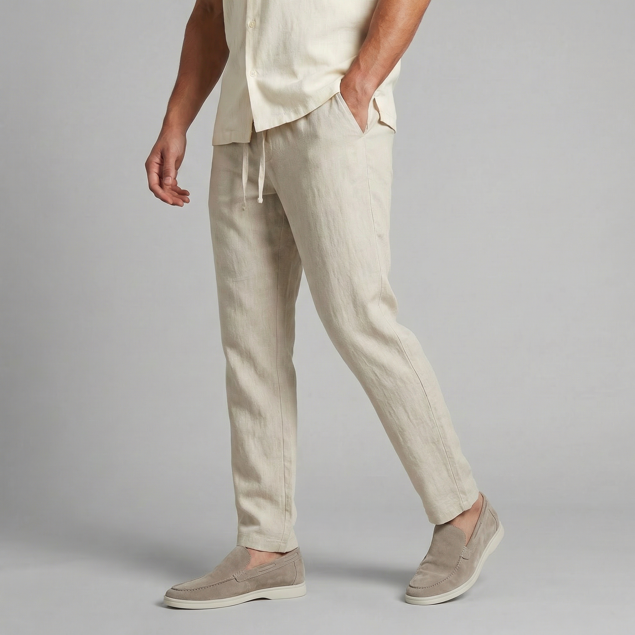 Men's Wide-Leg Linen Trousers