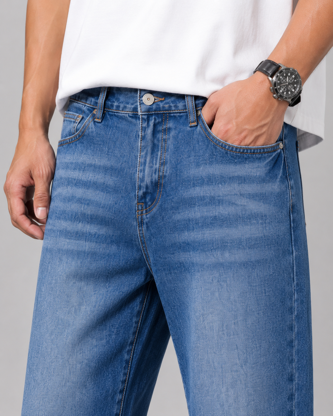 Men's Vintage-Wash Straight-Leg Jeans
