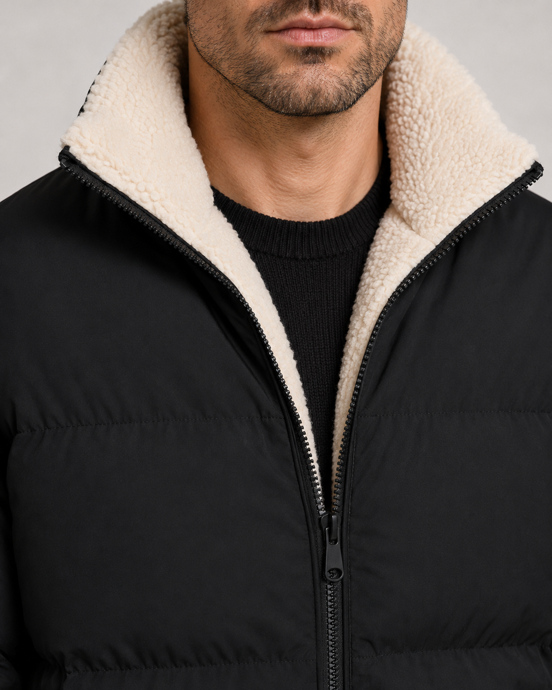 Men's Reversible Sherpa-Lined Puffer Jacket