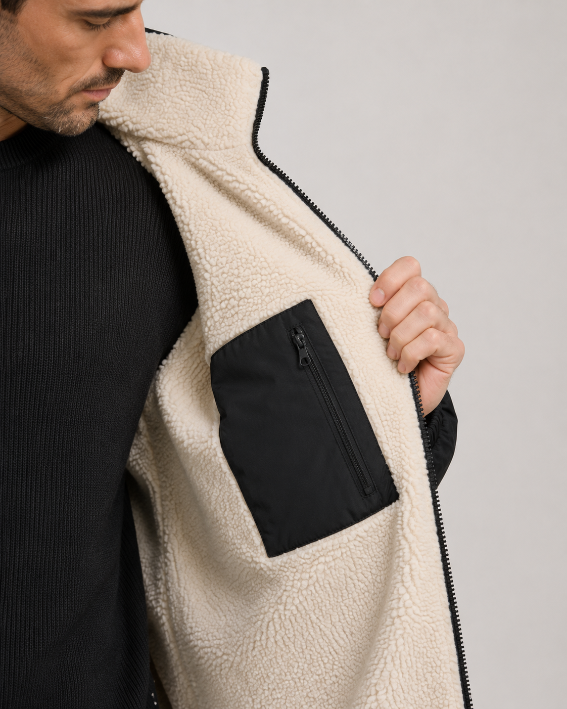 Men's Reversible Sherpa-Lined Puffer Jacket