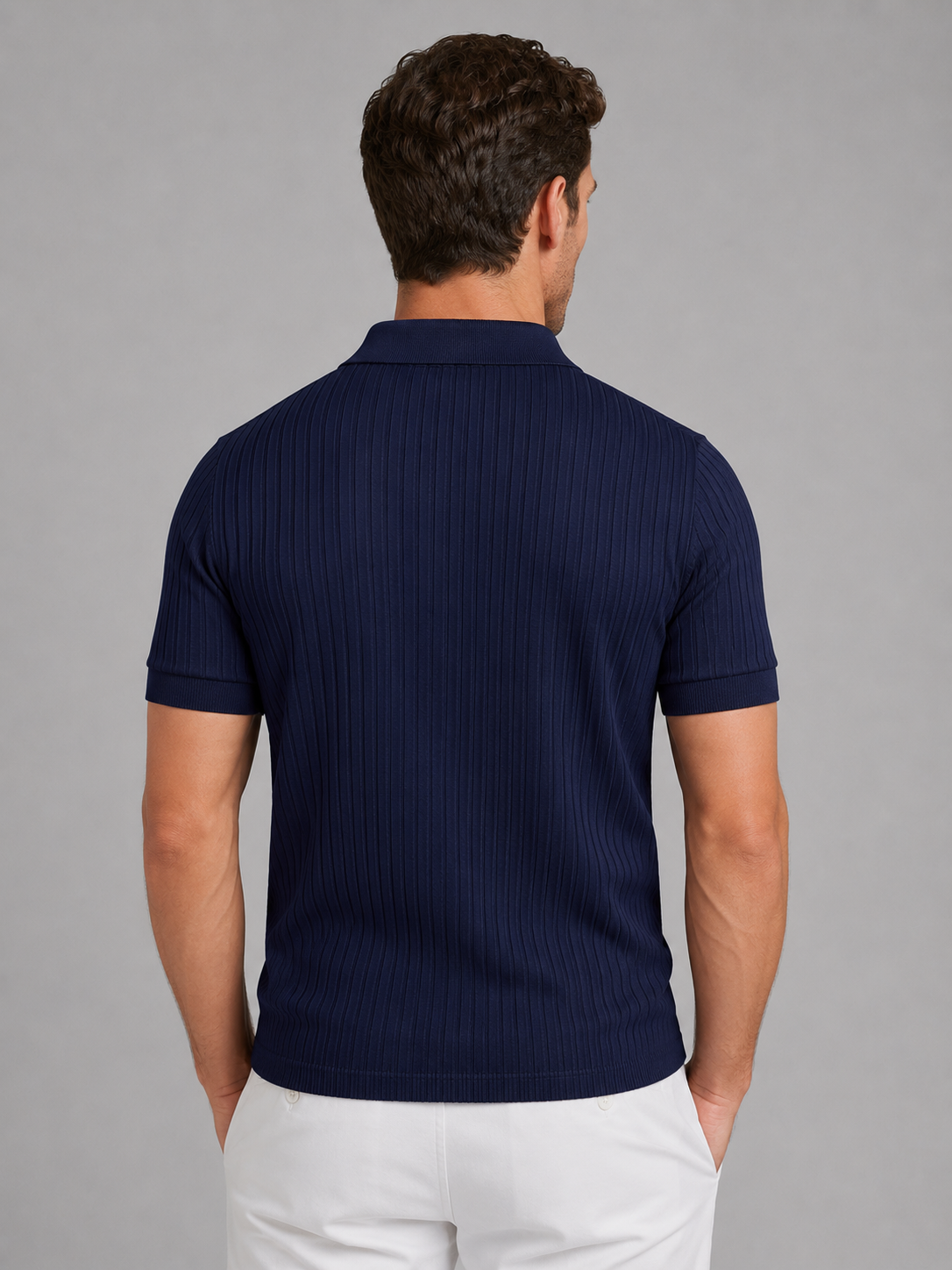 Men's Ribbed Short-Sleeve Polo Shirt
