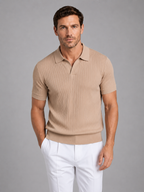 Men's Ribbed Short-Sleeve Polo Shirt
