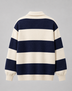 Men's Rugby Stripe Knit Polo Sweater - Relaxed Fit