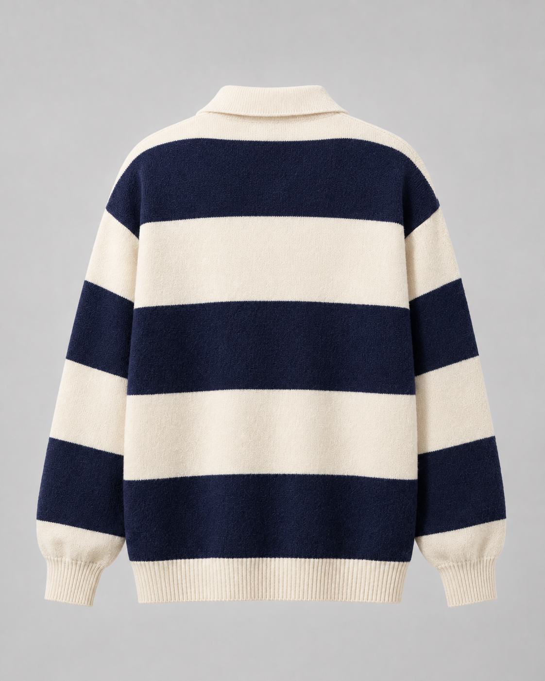Men's Rugby Stripe Knit Polo Sweater - Relaxed Fit