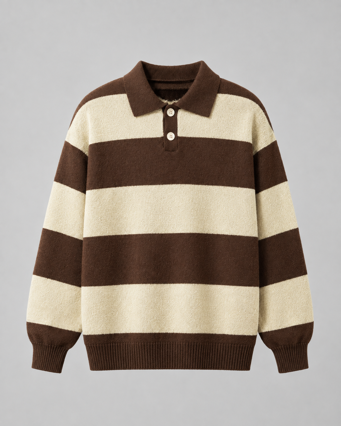Men's Rugby Stripe Knit Polo Sweater - Relaxed Fit