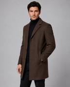 Men's Single-Breasted Wool Coat with Notch Lapel