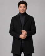 Men's Single-Breasted Wool Coat with Notch Lapel