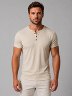 Men's Slim Fit Henley - Button Neck Casual