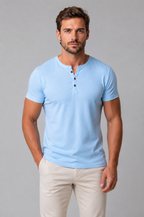 Men's Slim Fit Henley - Button Neck Casual