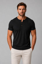 Men's Slim Fit Henley - Button Neck Casual
