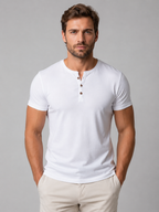 Men's Slim Fit Henley - Button Neck Casual