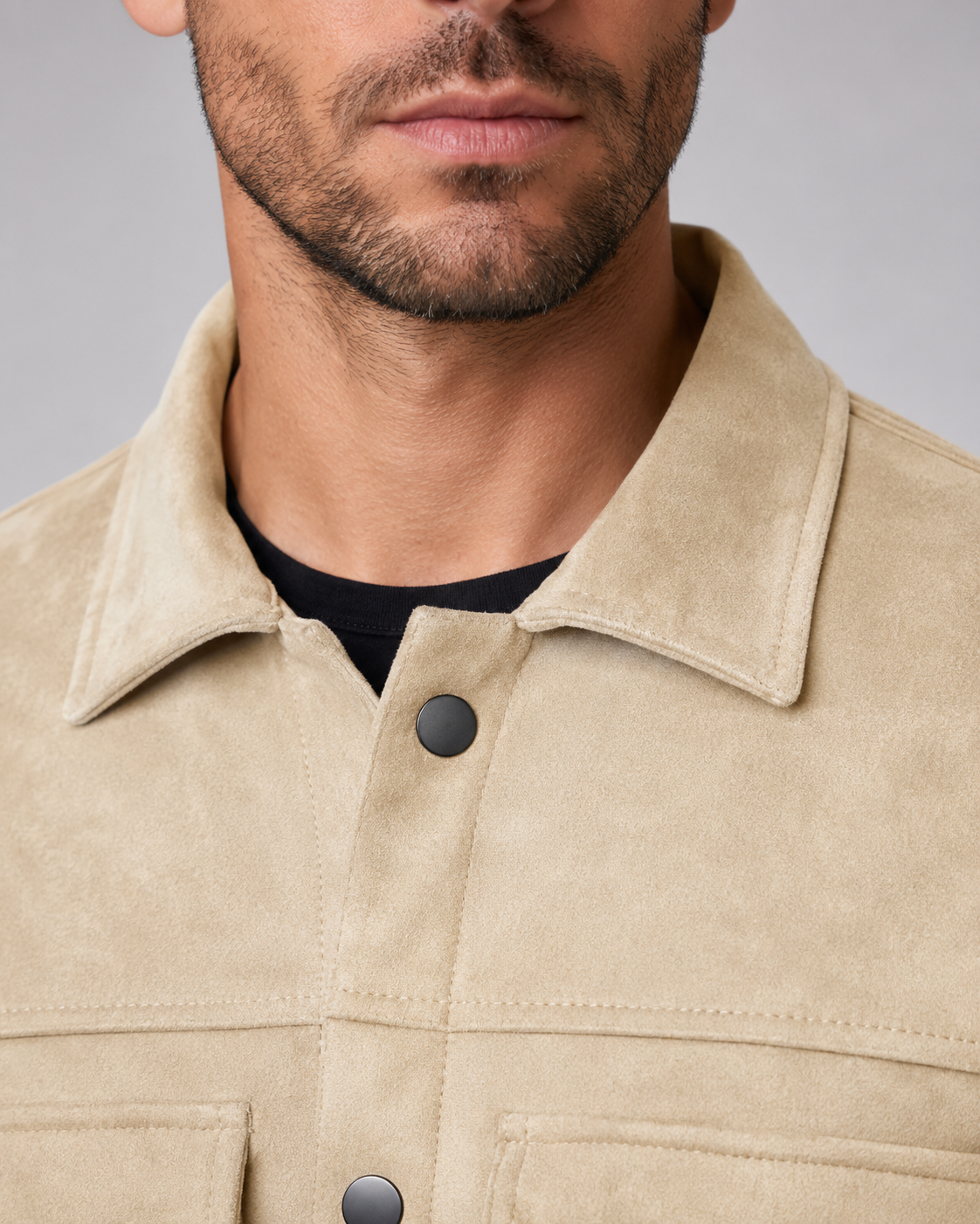 Men's Slim-Fit Suede Overshirt