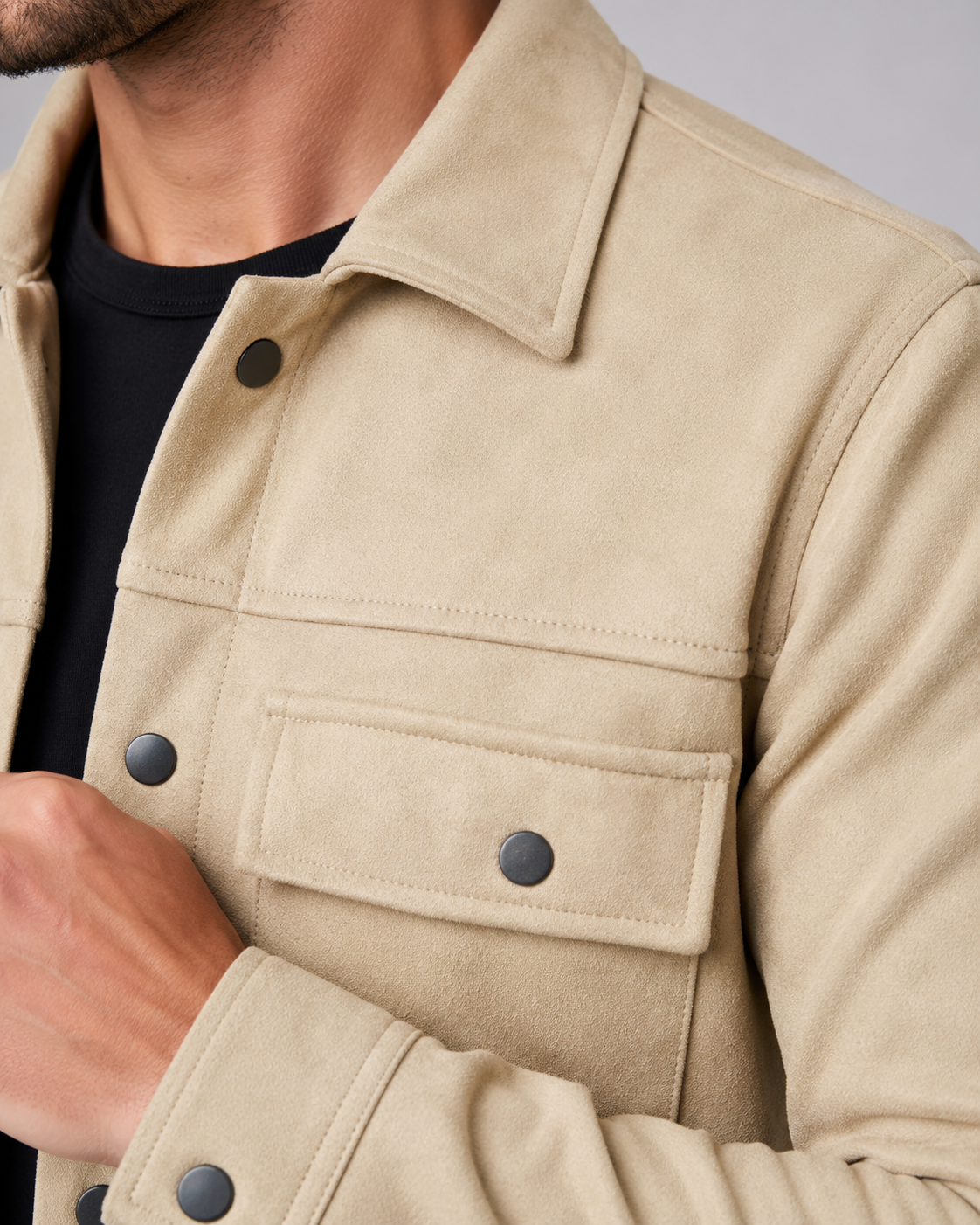 Men's Slim-Fit Suede Overshirt