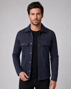 Men's Slim-Fit Suede Overshirt