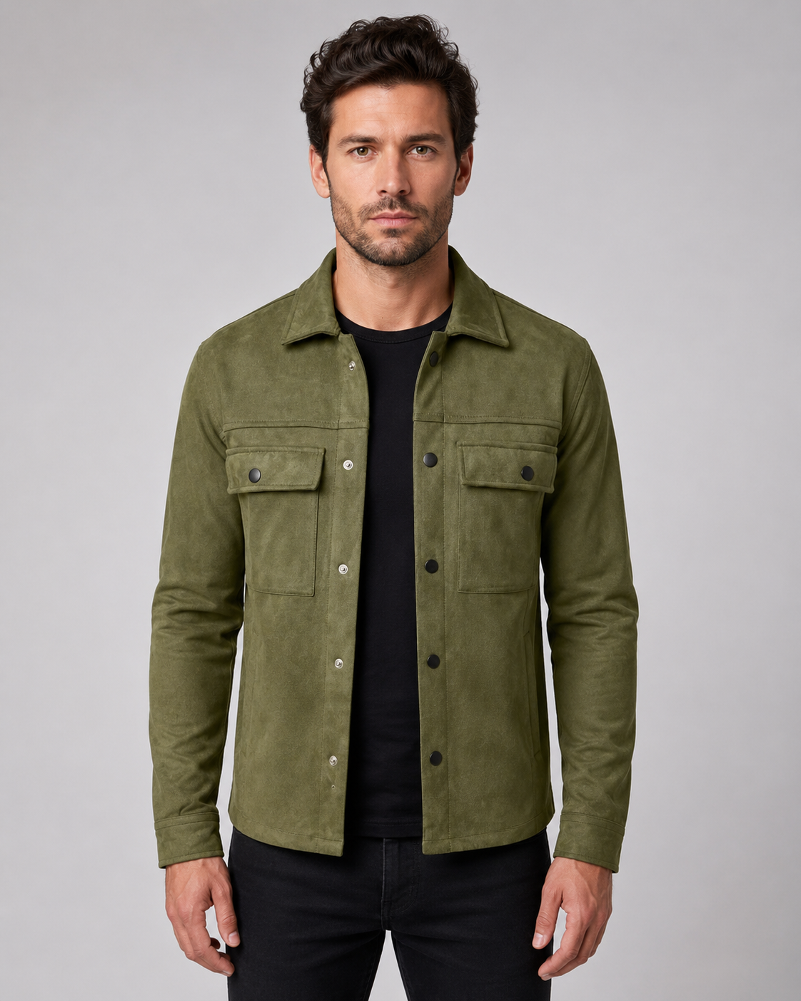 Men's Slim-Fit Suede Overshirt