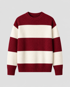 Men's Rugby Stripe Cotton Crew Neck Sweater