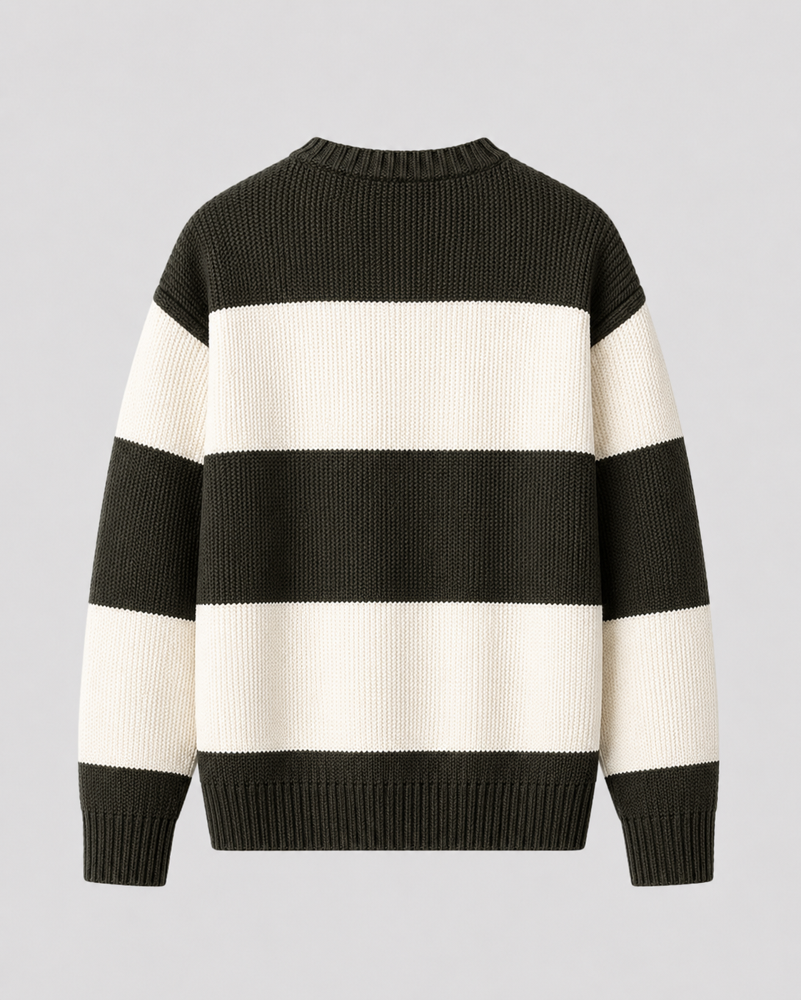 Men's Rugby Stripe Cotton Crew Neck Sweater
