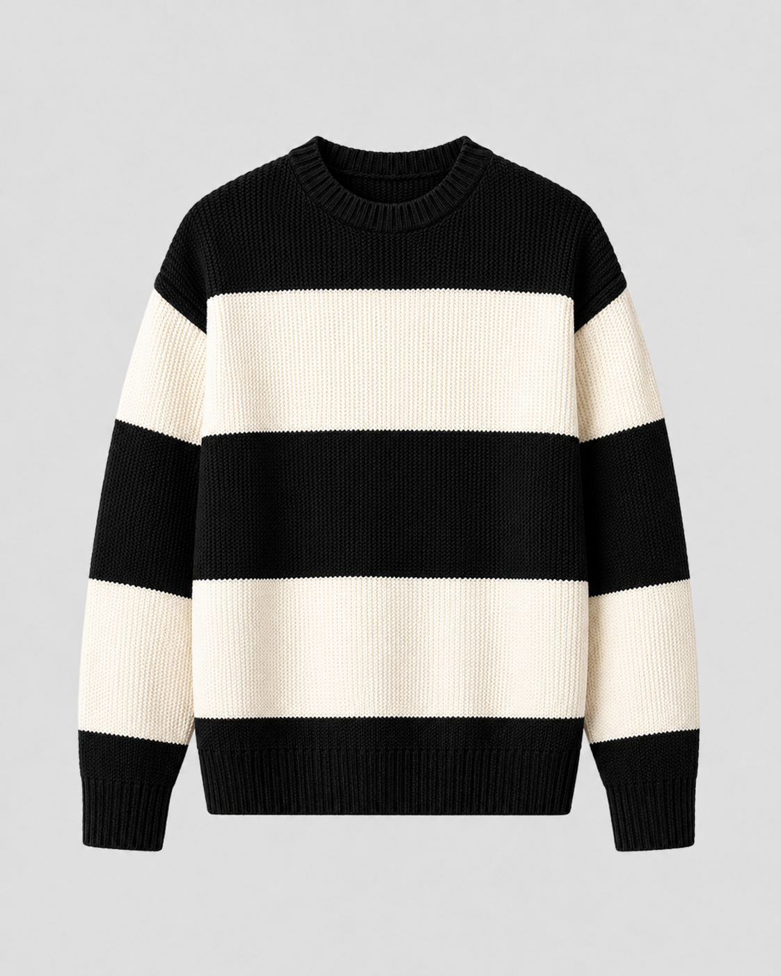Men's Striped Knit Crew Neck Sweater - Relaxed Fit