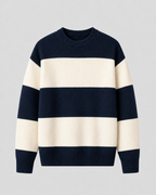 Men's Rugby Stripe Cotton Crew Neck Sweater