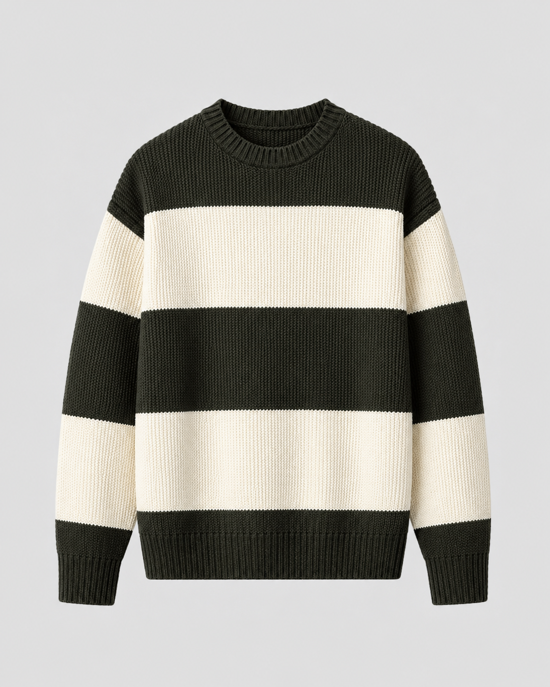 Men's Striped Knit Crew Neck Sweater - Relaxed Fit