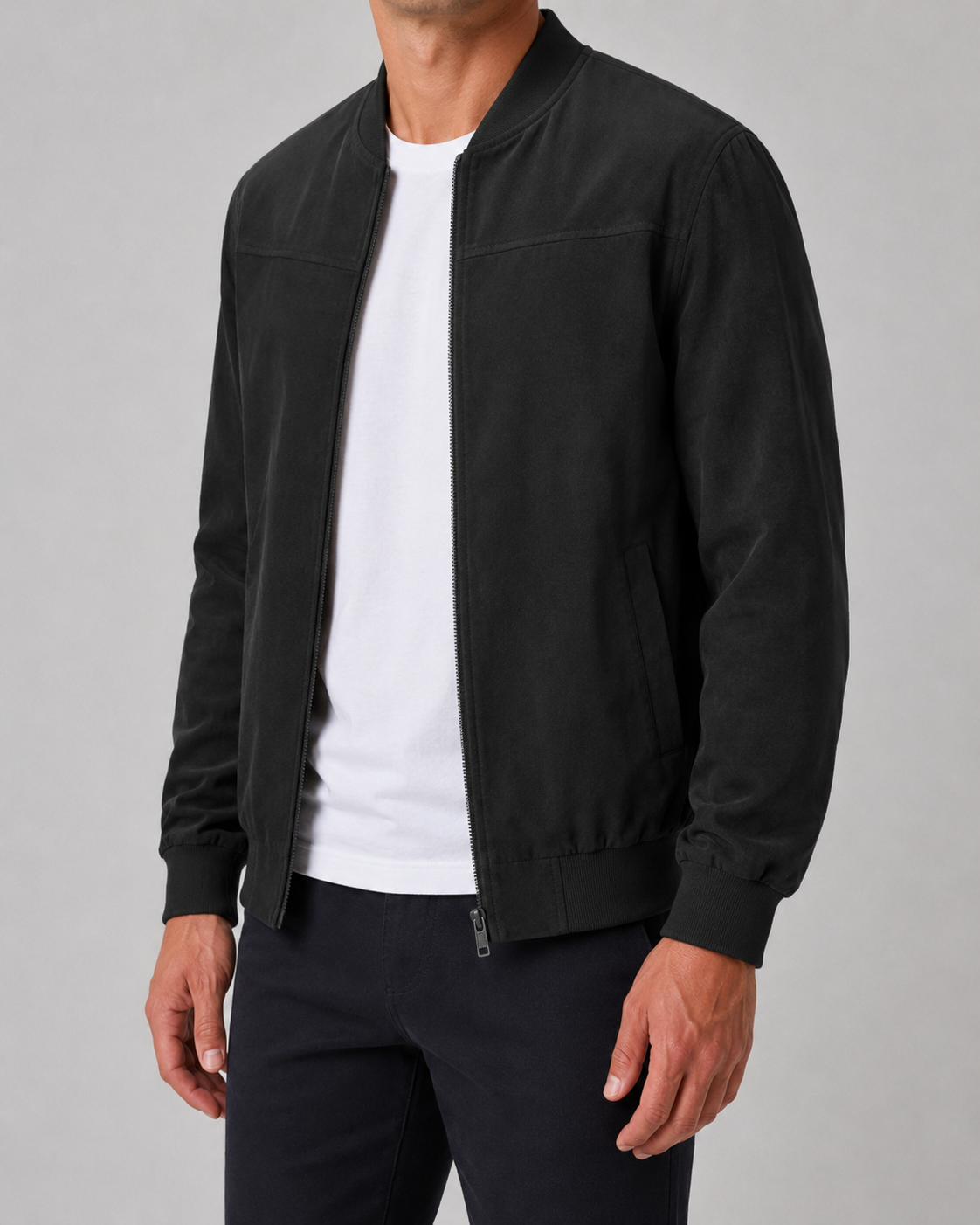 Men's Suede Bomber Jacket