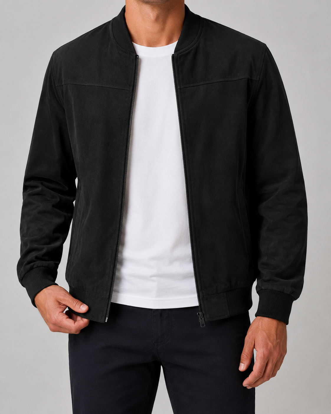 Men's Suede Bomber Jacket