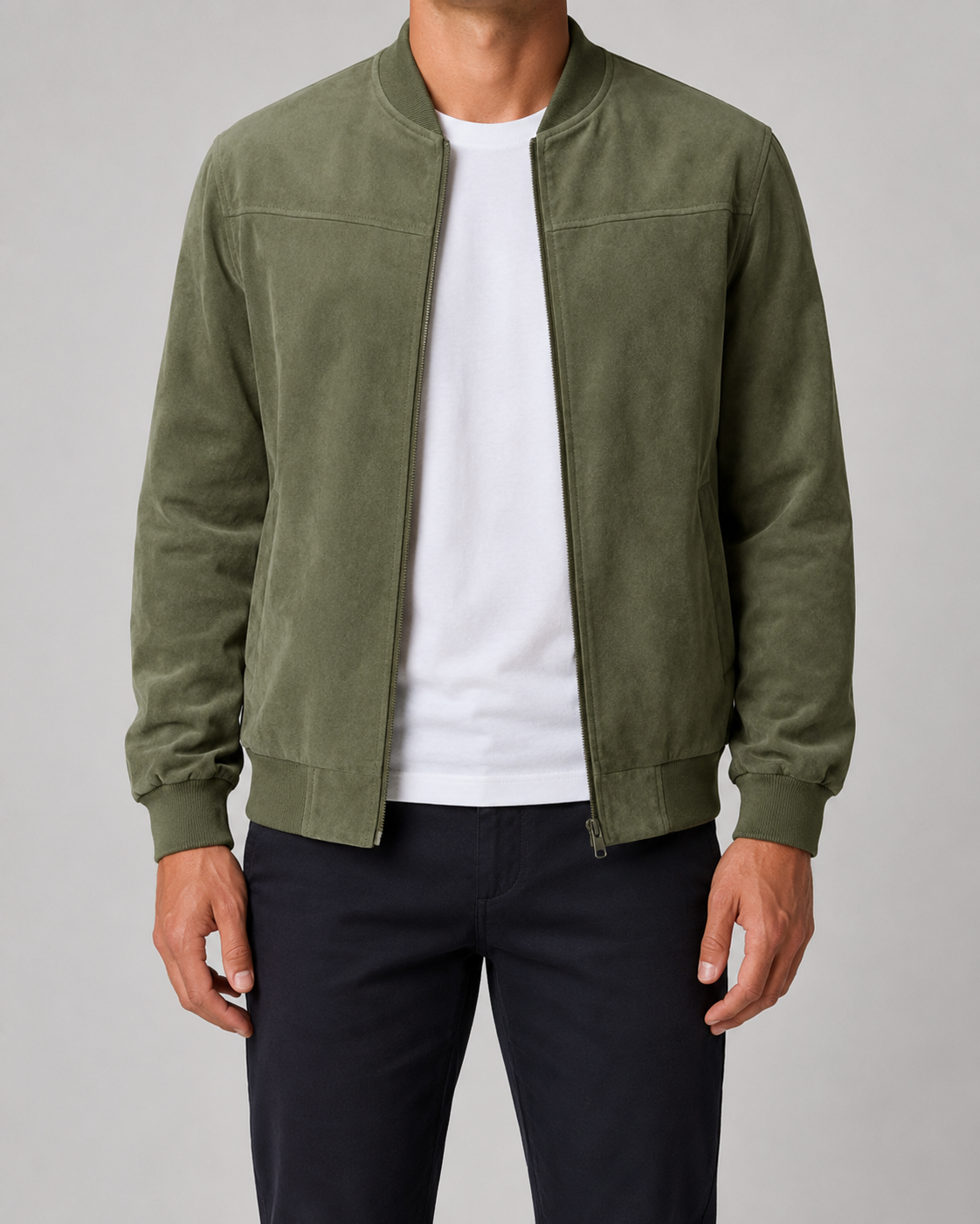 Men's Suede Bomber Jacket