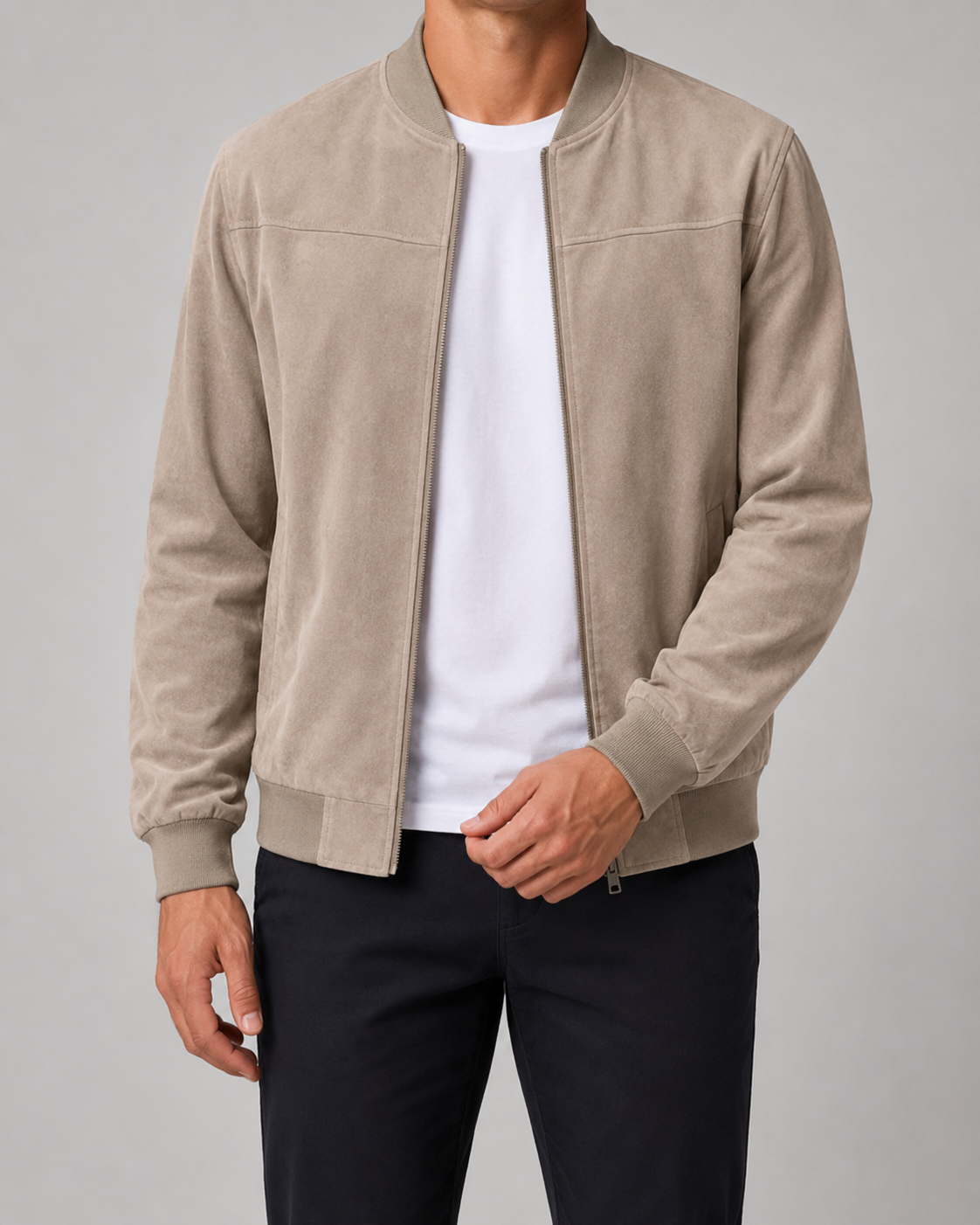 Men's Suede Bomber Jacket