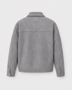 Men's Suede Utility Jacket Stand Collar Zip Front