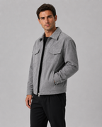 Men's Suede Utility Jacket Stand Collar Zip Front