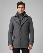 Men's Tailored Wool Coat with Funnel Neck