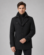 Men's Tailored Wool Coat with Funnel Neck