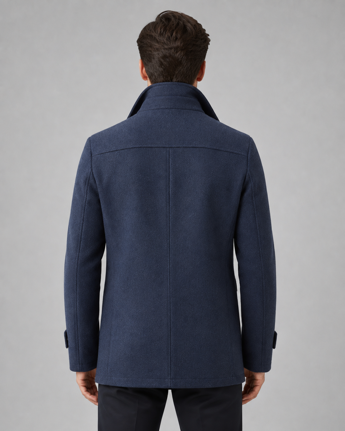Men's Tailored Wool Coat with Funnel Neck