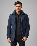Men's Tailored Wool Coat with Funnel Neck