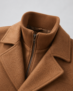 Men's Tailored Wool Coat with Funnel Neck