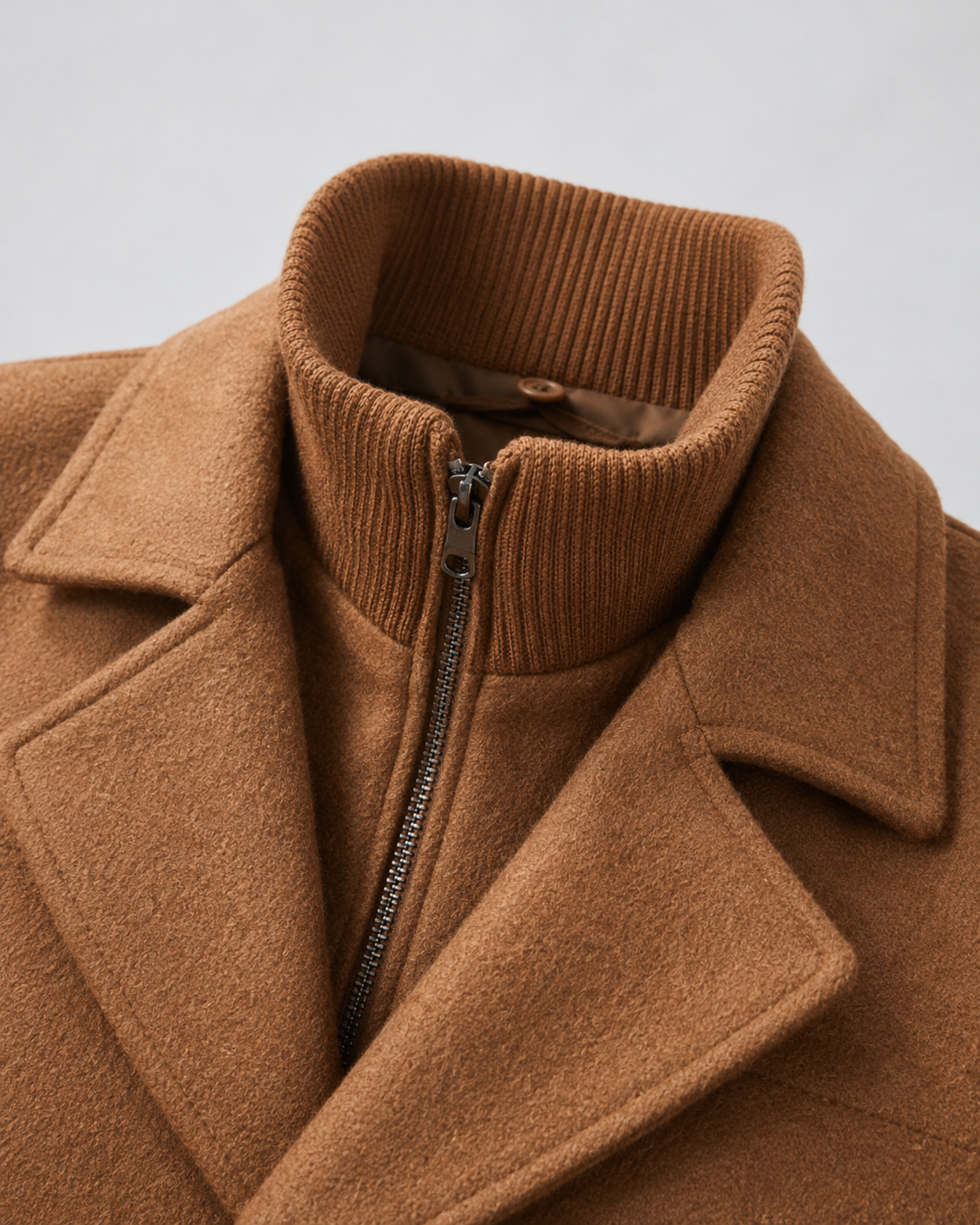 Men's Tailored Wool Coat with Funnel Neck