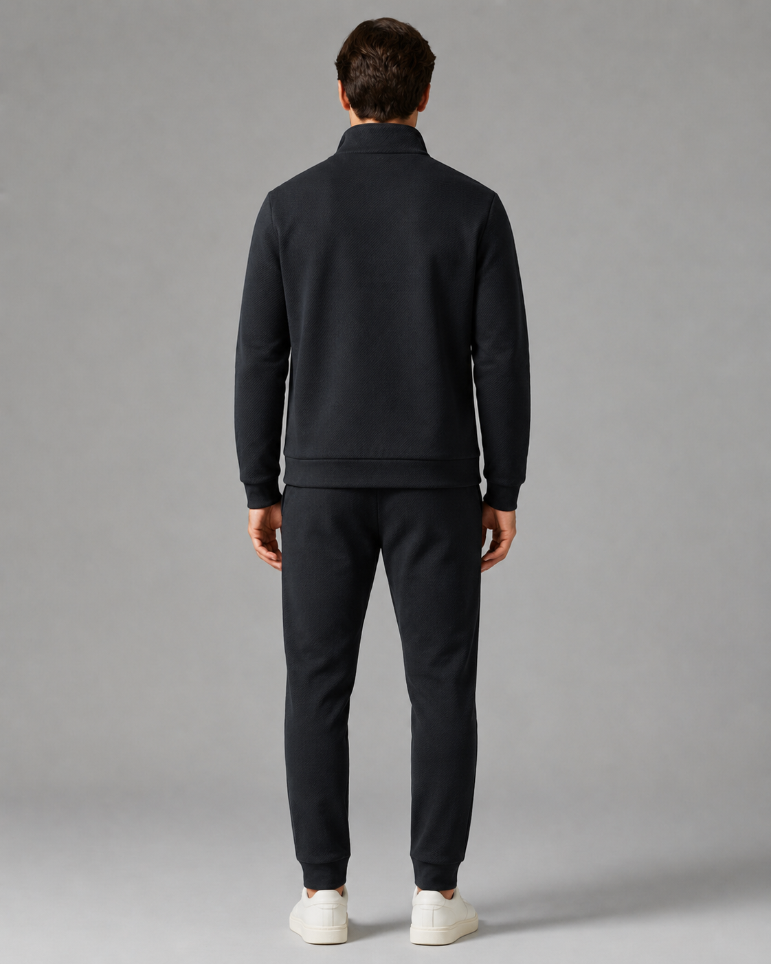 Men's Textured Tracksuit Set - Zip Jacket & Joggers