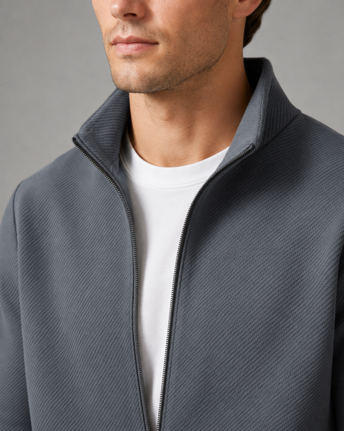 Men's Textured Tracksuit Set - Zip Jacket & Joggers