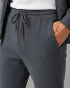 Men's Textured Tracksuit Set - Zip Jacket & Joggers