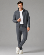 Men's Textured Tracksuit Set - Zip Jacket & Joggers