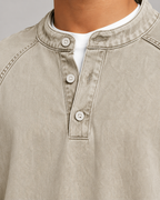 Men's Garment-Dyed Raglan Henley Sweatshirt