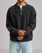 Men's Garment-Dyed Raglan Henley Sweatshirt