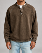 Men's Garment-Dyed Raglan Henley Sweatshirt