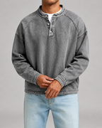 Men's Garment-Dyed Raglan Henley Sweatshirt