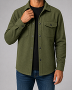 Men's Wool-Blend Flap-Pocket Overshirt