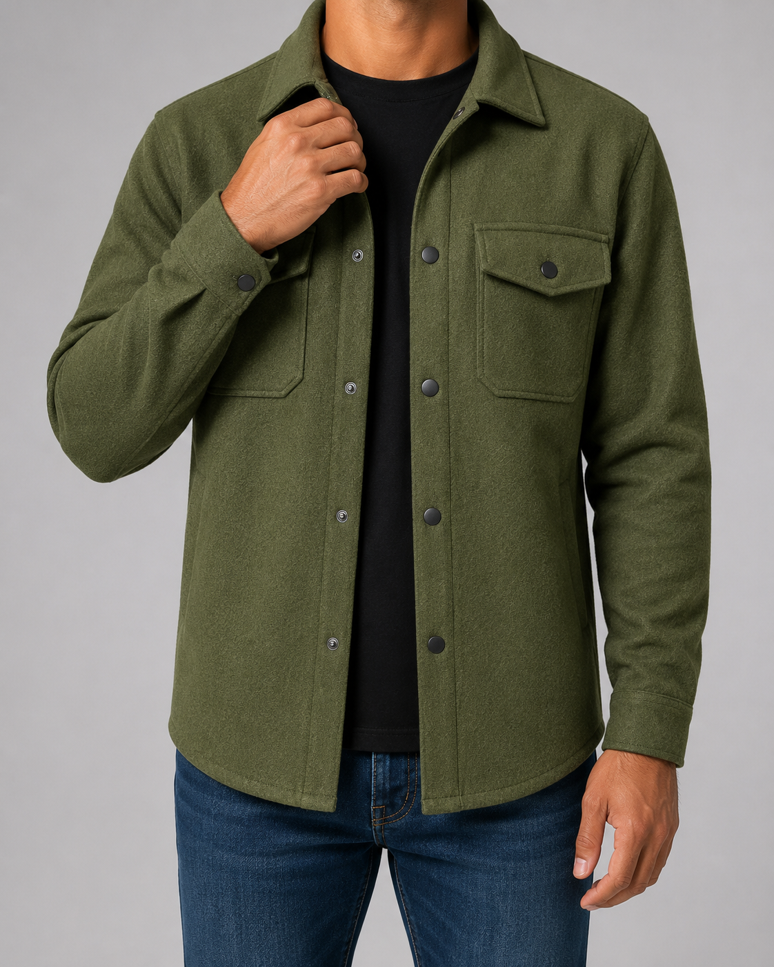 Men's Wool-Blend Utility Overshirt